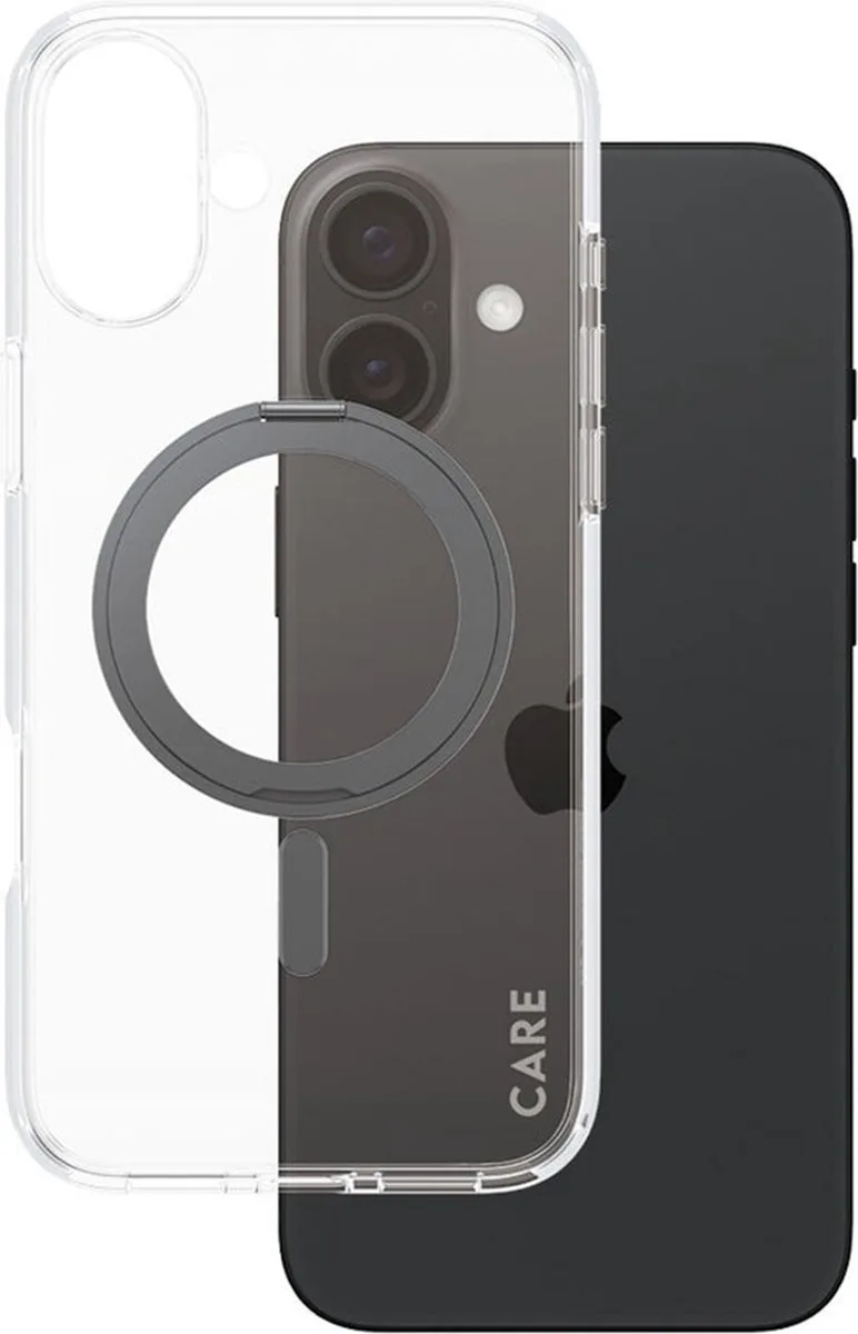 CARE by PanzerGlass Feature Case - Transparant w. - Kickstand & MagSafe iPhone 16 Plus fra PanzerGlass i Sort – produktbillede