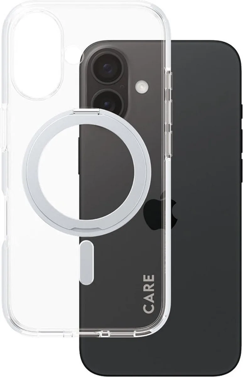 CARE by PanzerGlass Feature Case - w. - Zilver Kickstand & MagSafe iPhone 16 fra PanzerGlass i Gennemsigtig – produktbillede