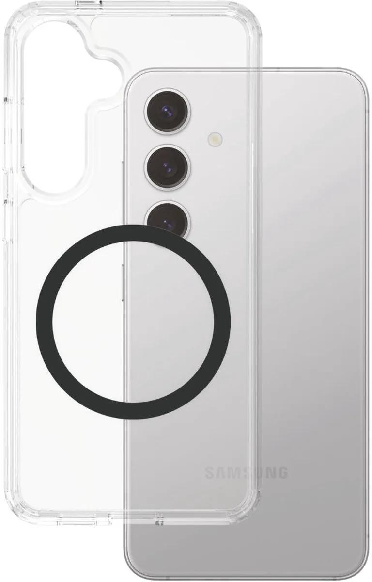 CARE by PanzerGlass Flagship Case - Urban Combat w. - Zwart QI Module Samsung S25 van PanzerGlass in Transparant – productfoto