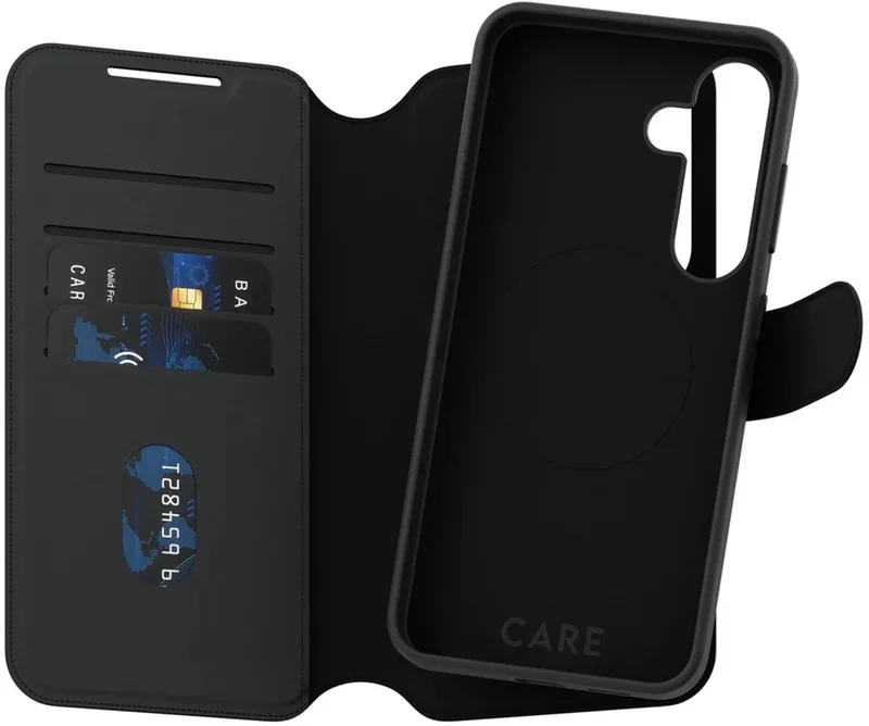 CARE by PanzerGlass Tango 2 in 1 Wallet Case geschikt voor MagSafe geschikt voor Samsung Galaxy S25 - Black van PanzerGlass in Zwart – productfoto