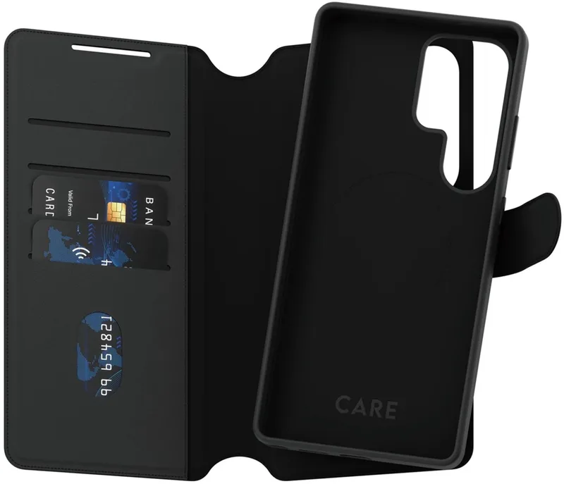 CARE by PanzerGlass Tango 2 in 1 Wallet Case geschikt voor MagSafe geschikt voor Samsung Galaxy S25 Ultra - Black fra PanzerGlass i Sort – produktbillede