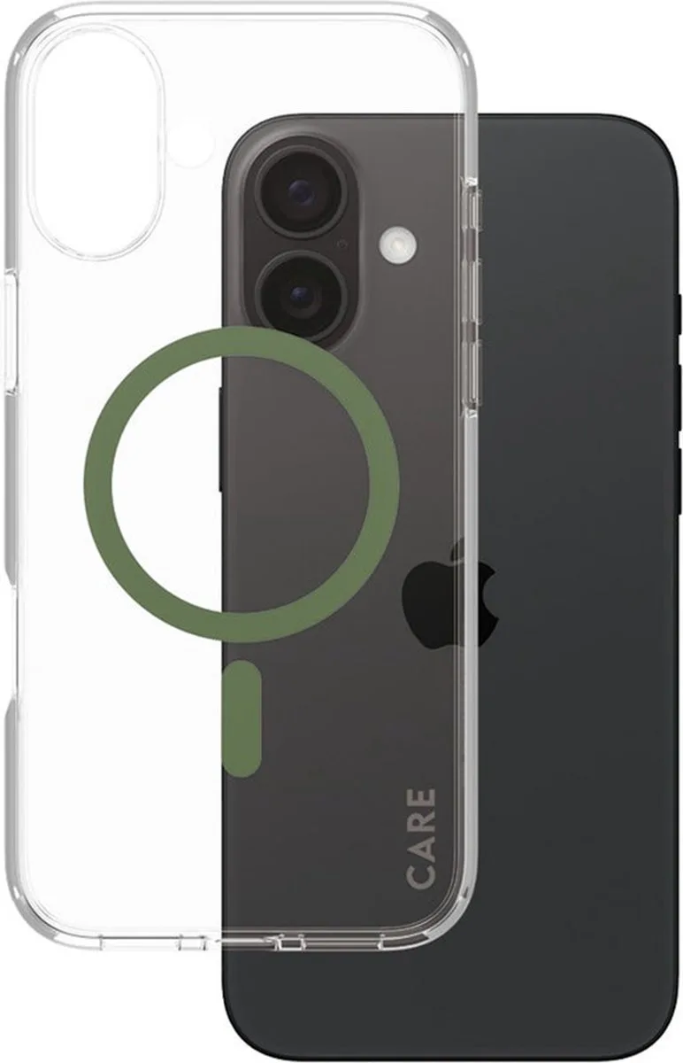 CARE by PanzerGlass Urban Combat Case geschikt voor MagSafe geschikt voor iPhone 16 Plus - Green de PanzerGlass en Transparent – photo produit