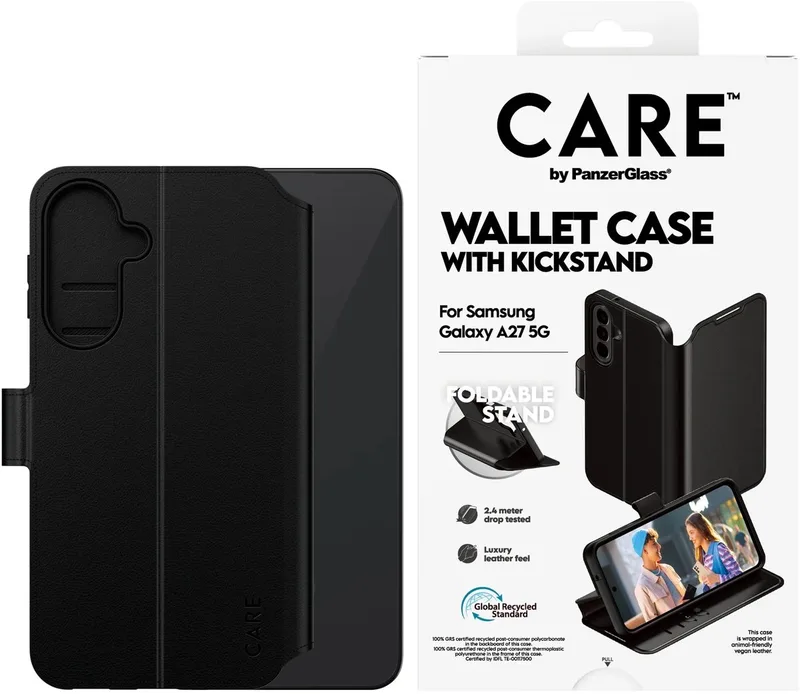 CARE by PanzerGlass Wallet Case w. Kickstand Samsung Galaxy A27 5G fra PanzerGlass i Sort – produktbillede