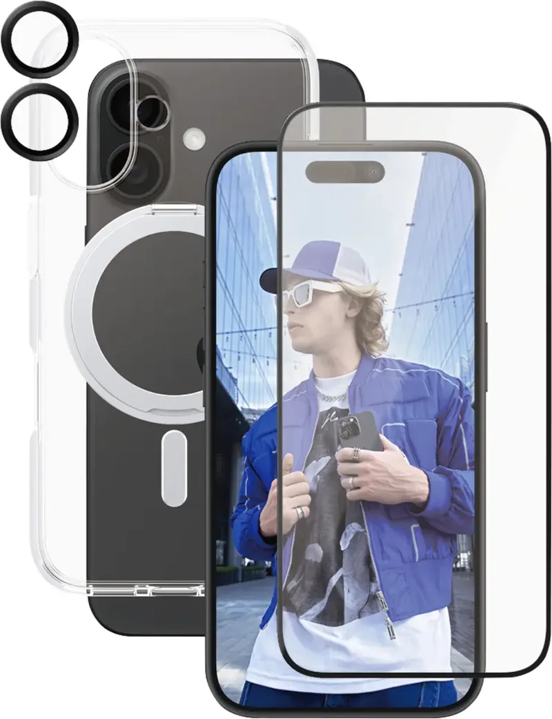 CARE by ® PG 3-in-1 Protection B1325+2853+1281 Screenprotector (glas) Apple iPhone 16 1 stuk(s) Anti-vingerafdruk, Krasvast från PanzerGlass i Transparent – produktbild