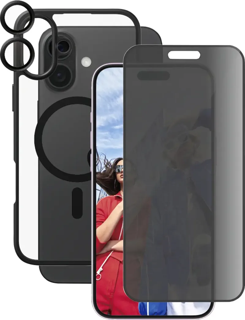 CARE by ® PG 3-in-1 Protection Backcover Apple iPhone 16 Plus Transparant, Zwart Inductieve lading von PanzerGlass in Transparent, Schwarz – Produktfoto