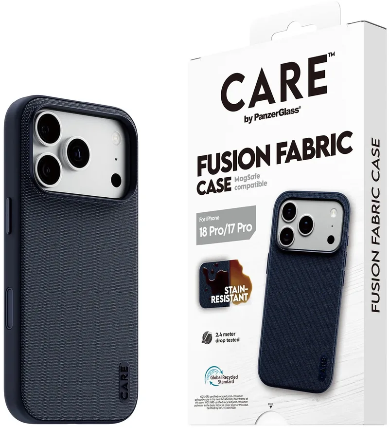 CARE Flagship Woven Case - MagSafe Apple iPhone 18 Pro van PanzerGlass in Blauw – productfoto