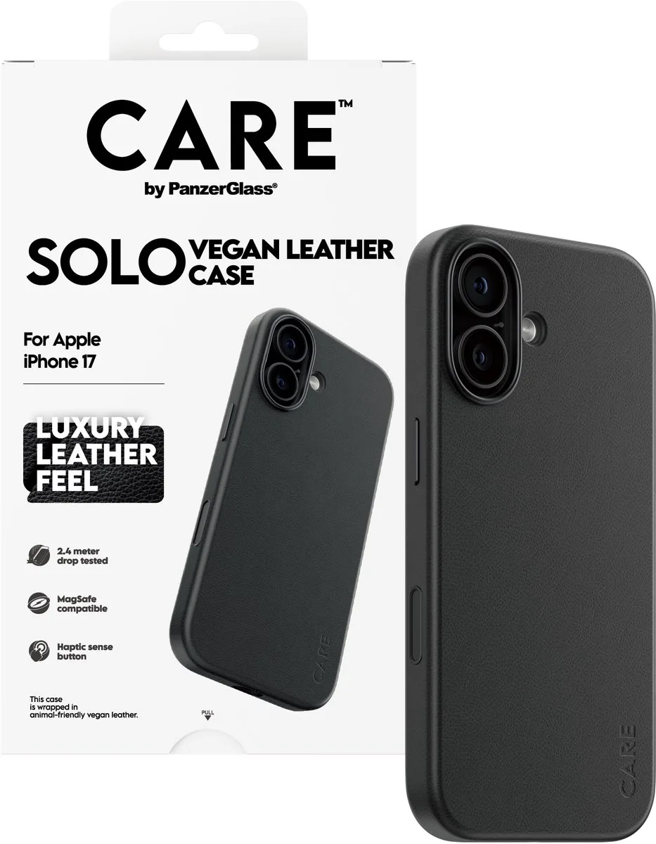CARE™ by ® Solo Case Black iPhone 17 mobiele telefoon behuizingen Hoes van PanzerGlass in Zwart – productfoto