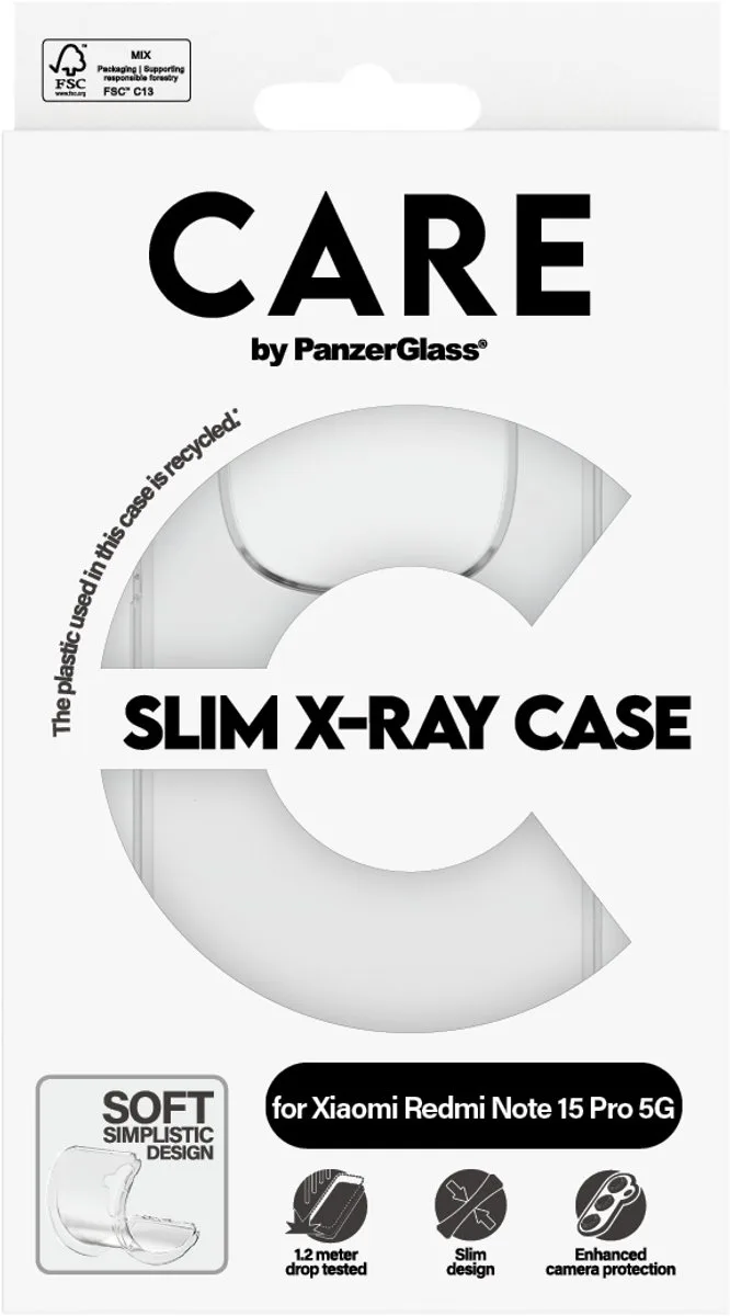 CARE™ by ® X-Ray Case Xiaomi Redmi Note 15 Pro 5G mobiele telefoon behuizingen Hoes van PanzerGlass in Transparant – productfoto