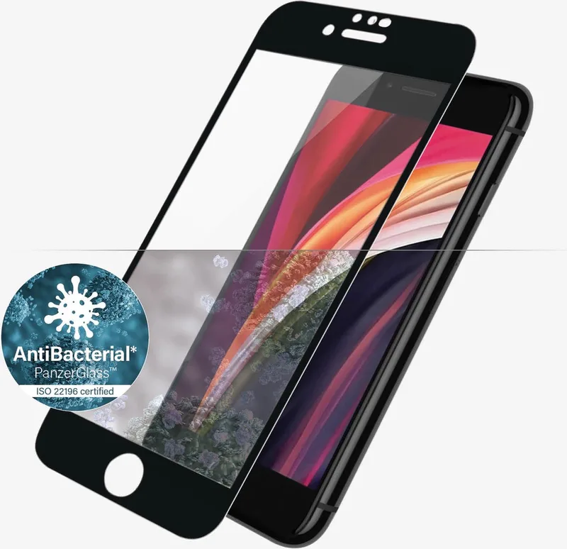 Case Friendly Gehard Glas Ultra-Clear Screenprotector voor Apple iPhone SE (2020) - Zwart från PanzerGlass – produktbild