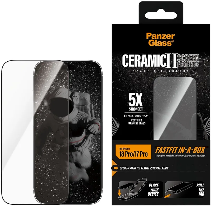 Ceramic Screenprotector FastFit in-a-box geschikt voor Apple iPhone 18 Pro / 17 Pro by PanzerGlass – product photo
