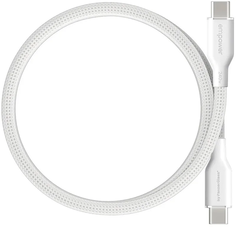 empower™ by ® Magnetic 240W USB-C to USB-C Cable | USB 2.0 | 1.5M | Silver White USB-kabel by PanzerGlass in White – product photo