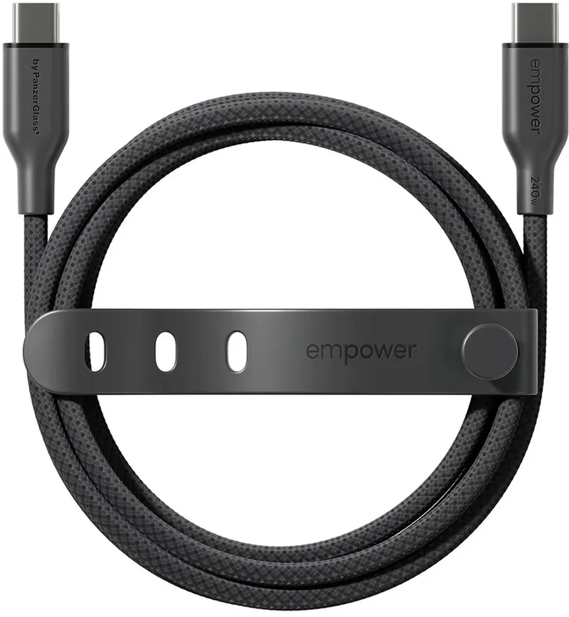 empower™ by ® Racing 240W USB-C to USB-C Cable | USB 2.0 | 2M | Space Black USB-kabel de PanzerGlass en Noir – photo produit