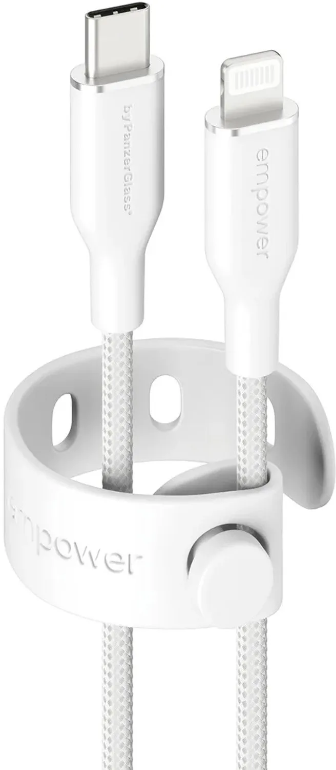 empower™ by ® Racing 60W USB-C to Lightning Cable | USB 2.0 | 1.2M | Silver White USB-kabel by PanzerGlass in White – product photo