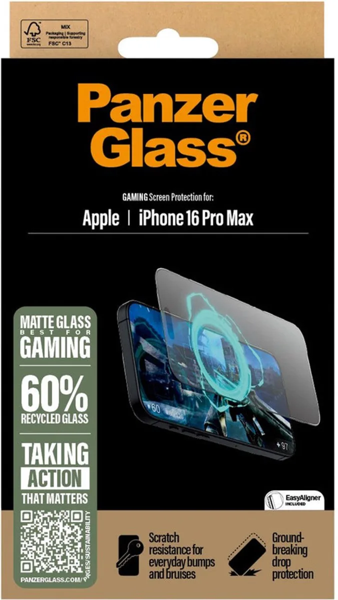 EyeCare Ultra-Wide Fit Screen Protector geschikt voor iPhone 16 Pro Max van PanzerGlass – productfoto