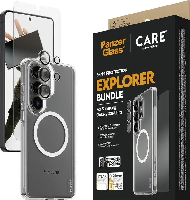 PANZERGLASS - CARE by 3-in-1 Galaxy S Ultra 2026 CR46018 Screenprotector (glas) Samsung Galaxy S26 Ultra 1 stuk(s) de PanzerGlass en Transparent – photo produit