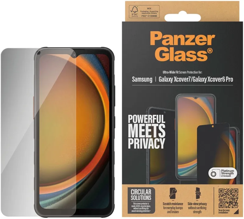 Privacy Ultra-Wide Fit Anti-Bacterial Screenprotector incl. applicator geschikt voor Samsung Galaxy Xcover 7 / 6 Pro de PanzerGlass – photo produit