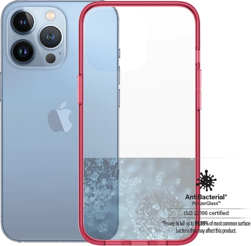 Roze kleur Hoesje voor iPhone 13 Pro - Strawberry - Anti-Bacterial von PanzerGlass in Rot – Produktfoto