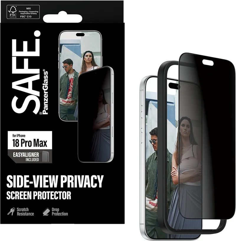 SAFE by PanzerGlass Privacy Screenprotector Ultra Wide Fit met applicator geschikt voor Apple iPhone 18 Pro Max fra PanzerGlass – produktbillede