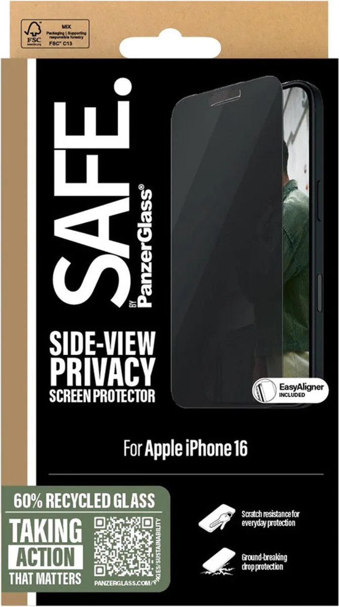 Privacy Verre de protection décran avec anti-espion Apple IPhone 16 1 pc(s) SAFEP95875 de PanzerGlass – photo produit