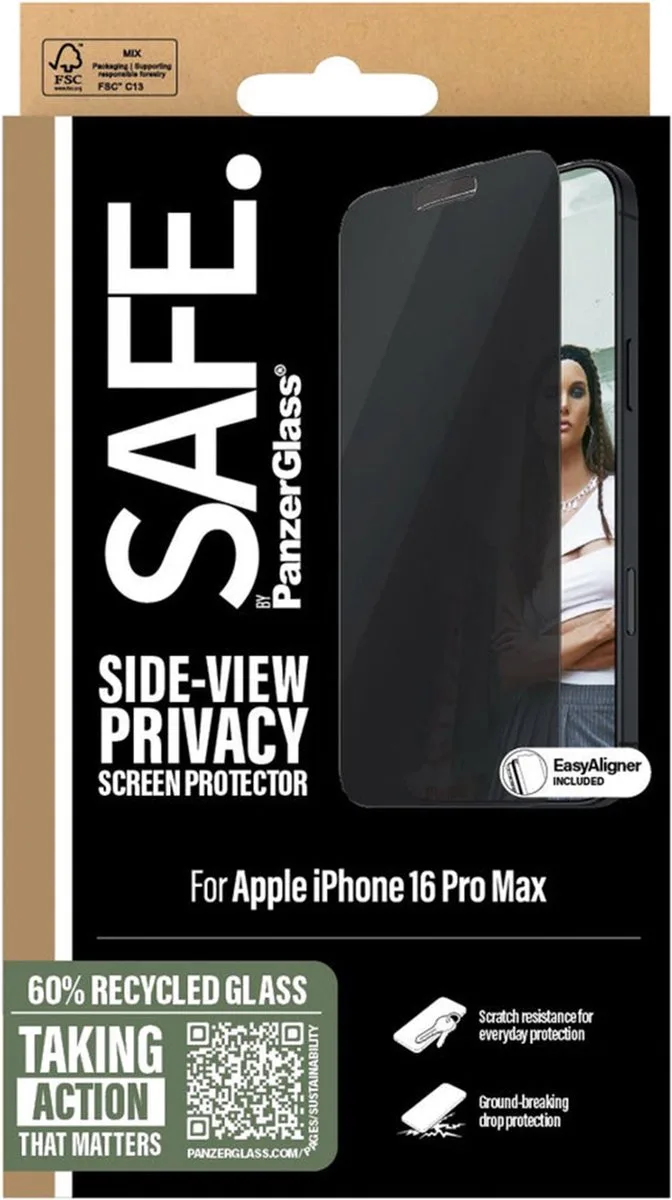 SAFE by PanzerGlass Privacy Screenprotector Ultra Wide Fit met applicator geschikt voor Apple iPhone 16 Pro Max by PanzerGlass – product photo