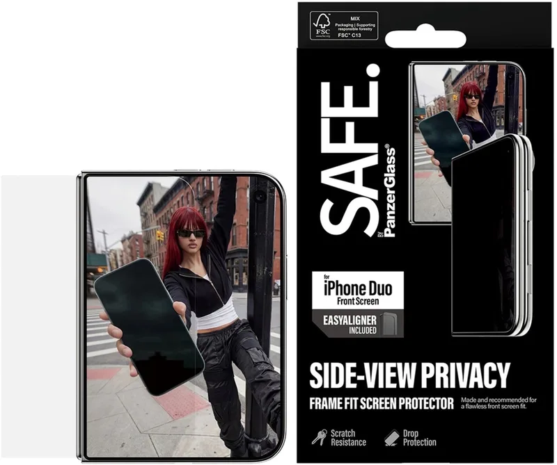 SAFE by PanzerGlass Privacy Screenprotector Ultra Wide Fit met applicator geschikt voor Apple iPhone Duo by PanzerGlass – product photo 1 of 2