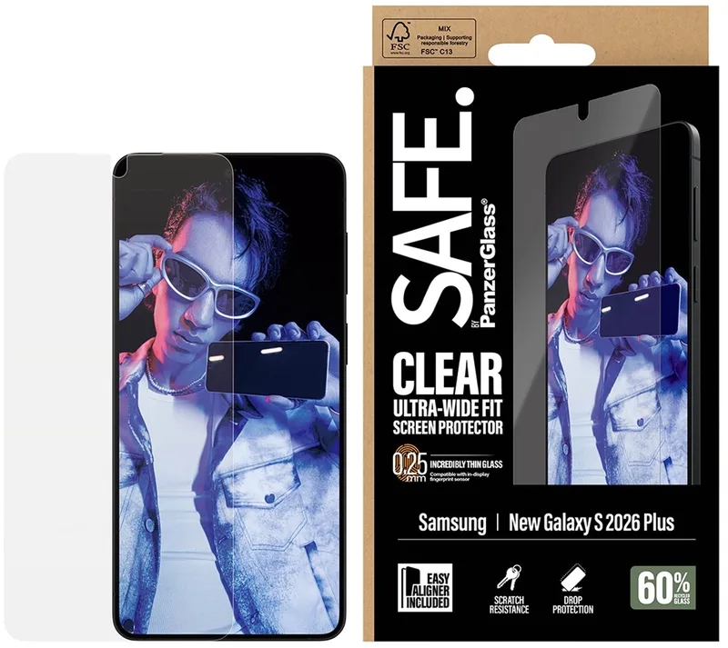 SAFE by PanzerGlass Screenprotector geschikt voor Samsung Galaxy S26 Plus Glazen | SAFE by PanzerGlass Ultra-Wide-Fit Screenprotector - Case Friendly de PanzerGlass – photo produit