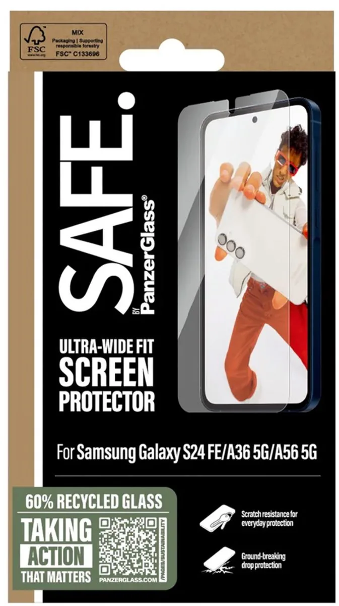 SAFE by PanzerGlass Ultra-Wide Fit Screenprotector geschikt voor Samsung Galaxy S24 FE / A36 / A56 by PanzerGlass – product photo