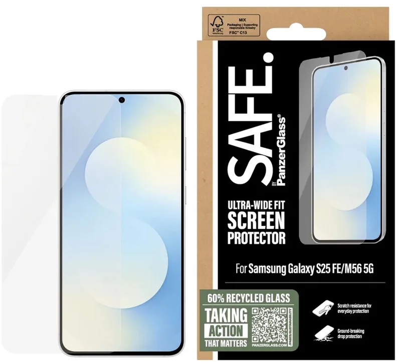 SAFE by PanzerGlass Ultra-Wide Fit Screenprotector geschikt voor Samsung Galaxy S25 FE by PanzerGlass – product photo