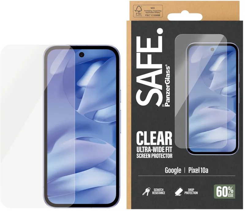 SAFE by PanzerGlass Ultra-Wide Fit Screenprotector incl. applicator voor de Google Pixel 10a by PanzerGlass – product photo