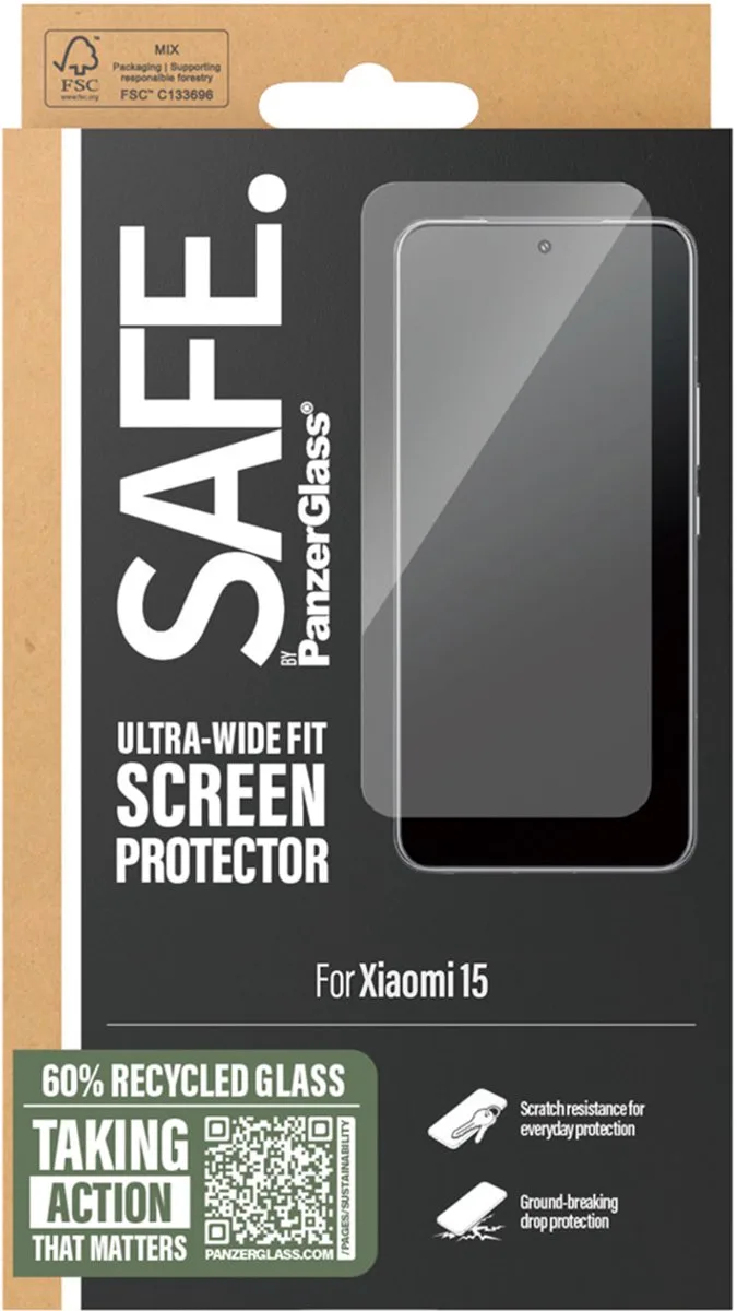 SAFE by PanzerGlass Ultra-Wide Fit Screenprotector incl. applicator voor de Xiaomi 15 från PanzerGlass – produktbild