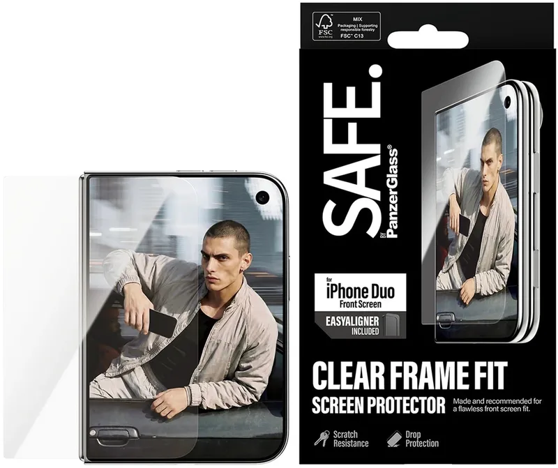 SAFE by PanzerGlass Ultra-Wide Fit Screenprotector met EasyAligner geschikt voor Apple iPhone Duo by PanzerGlass – product photo