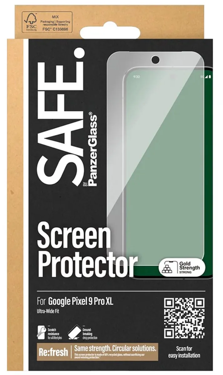 SAFE by PanzerGlass Ultra-Wide Fit Screenprotector voor de Google Pixel 9 Pro XL by PanzerGlass – product photo