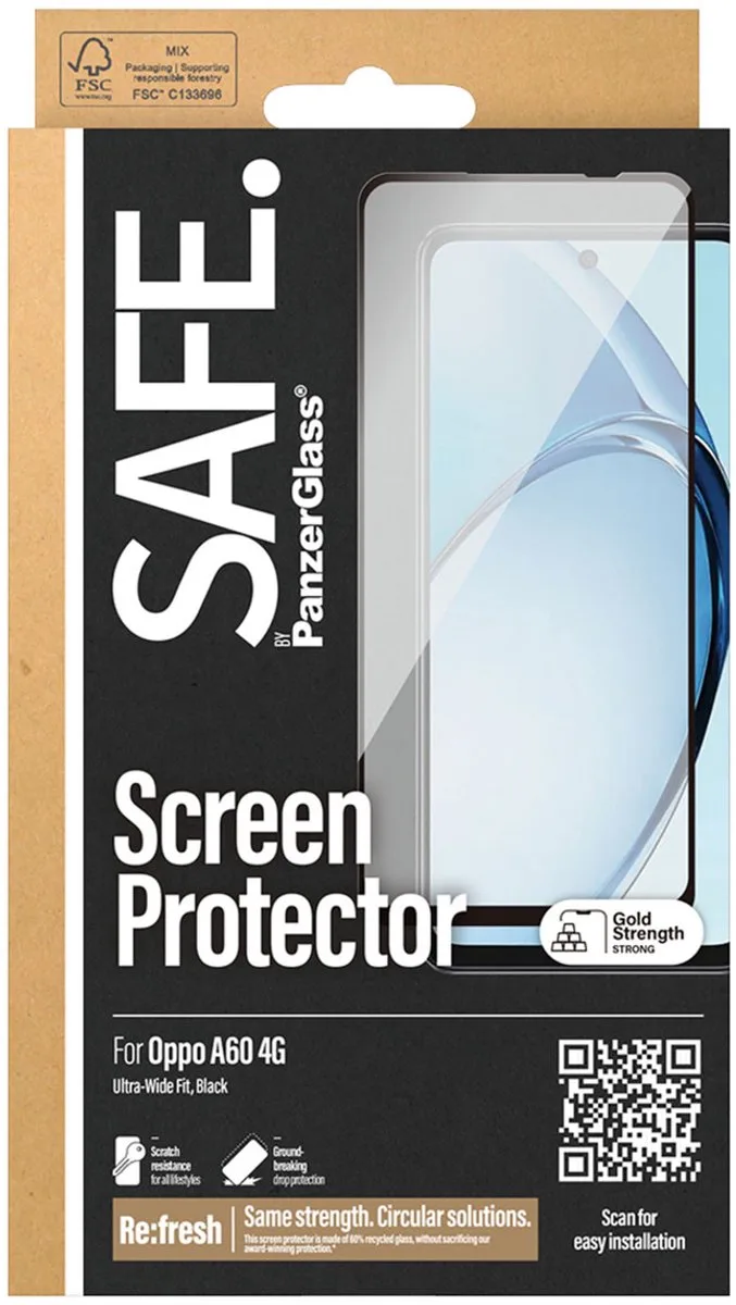 SAFE by PanzerGlass Ultra-Wide Fit Screenprotector voor de Oppo A60 4G fra PanzerGlass – produktbillede