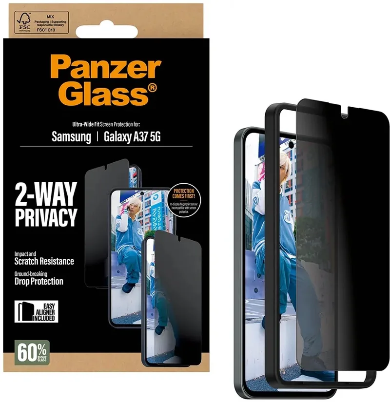 Samsung Galaxy A37 5G - Ultra-Wide Fit Privacy Glass by PanzerGlass – product photo