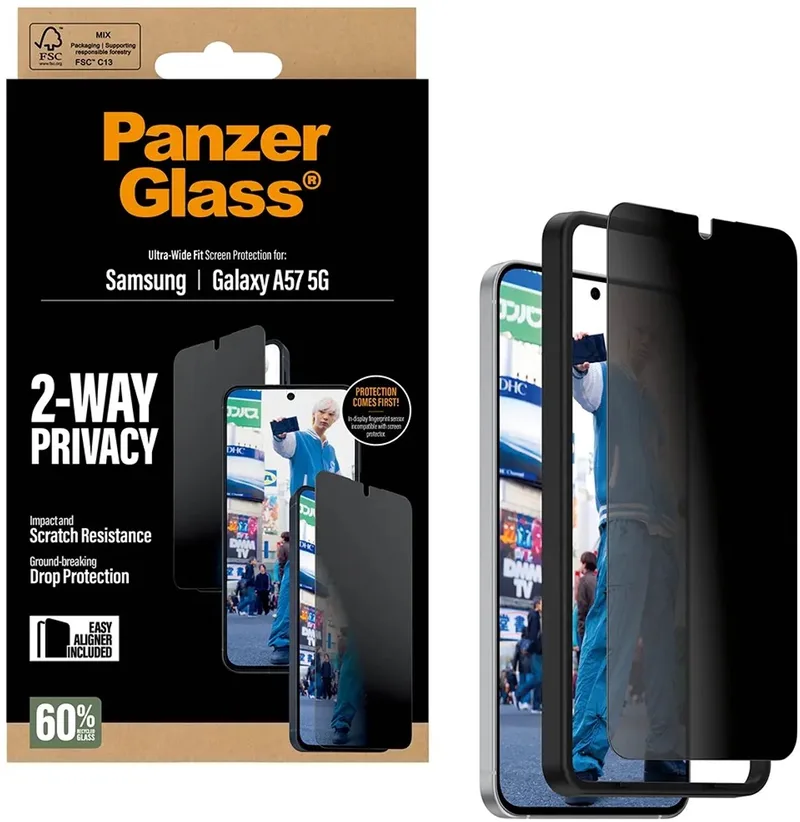 Samsung Galaxy A57 5G - Ultra-Wide Fit Privacy Glass by PanzerGlass – product photo