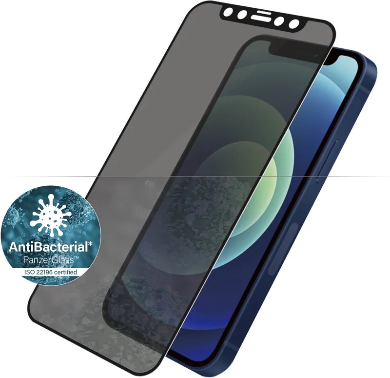Screenprotector geschikt voor Apple iPhone 12 Mini Glazen | PanzerGlass Edge to Edge Screenprotector Privacy - Case Friendly - Zwart van PanzerGlass – productfoto