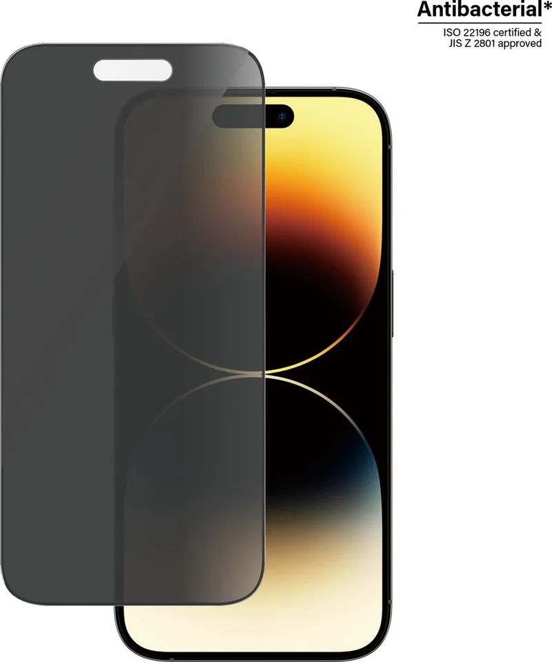 Screenprotector geschikt voor Apple iPhone 14 Pro Glazen | PanzerGlass Ultra-Wide Fit Screenprotector Privacy - Case Friendly + Installatie Frame by PanzerGlass – product photo