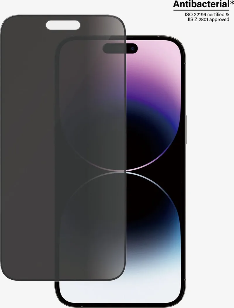 Screenprotector geschikt voor Apple iPhone 14 Pro Max Glazen | PanzerGlass Ultra-Wide Fit Screenprotector Privacy - Case Friendly + Installatie Frame by PanzerGlass – product photo