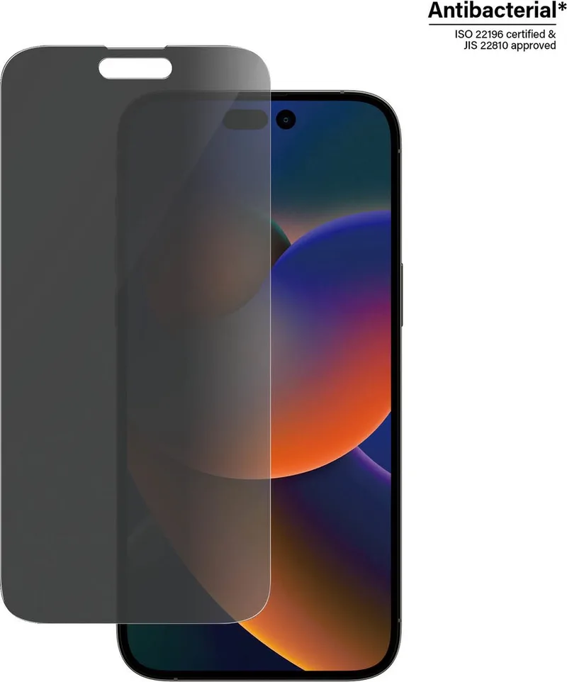 Screenprotector geschikt voor Apple iPhone 14 Pro Max Glazen | PanzerGlass Classic Fit Screenprotector Privacy - Case Friendly van PanzerGlass – productfoto