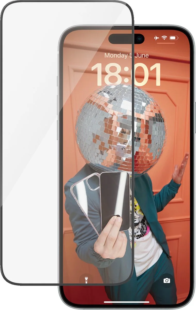Screenprotector geschikt voor Apple iPhone 15 Plus Glazen | PanzerGlass Ultra-Wide Fit Screenprotector - Case Friendly + Installatie Frame - Zwart van PanzerGlass – productfoto