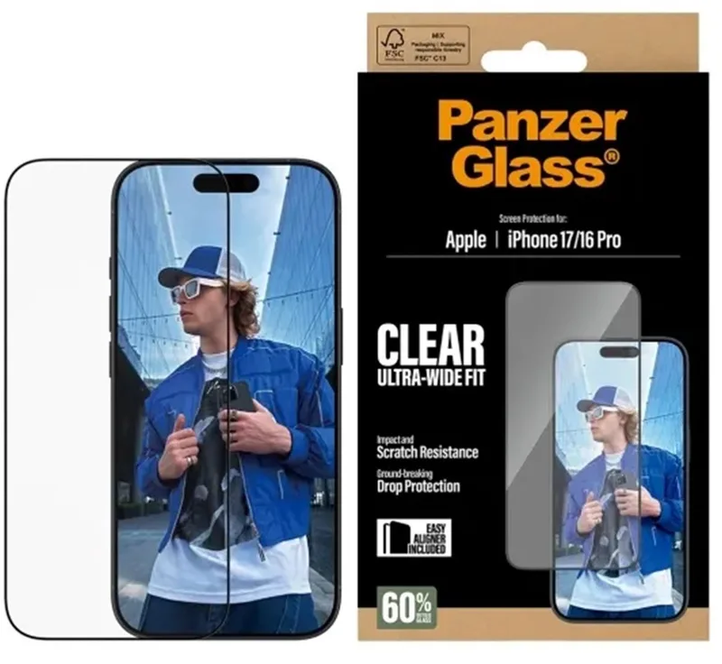 Screenprotector geschikt voor Apple iPhone 17 Glazen | PanzerGlass Ultra-Wide Fit Screenprotector - Case Friendly by PanzerGlass – product photo