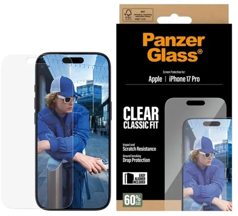 Screenprotector geschikt voor Apple iPhone 17 Pro Glazen | PanzerGlass Classic Fit Screenprotector - Case Friendly von PanzerGlass – Produktfoto