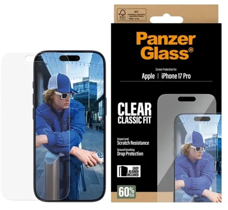 Screenprotector geschikt voor Apple iPhone 17 Pro Max Glazen | PanzerGlass Classic Fit Screenprotector - Case Friendly von PanzerGlass – Produktfoto