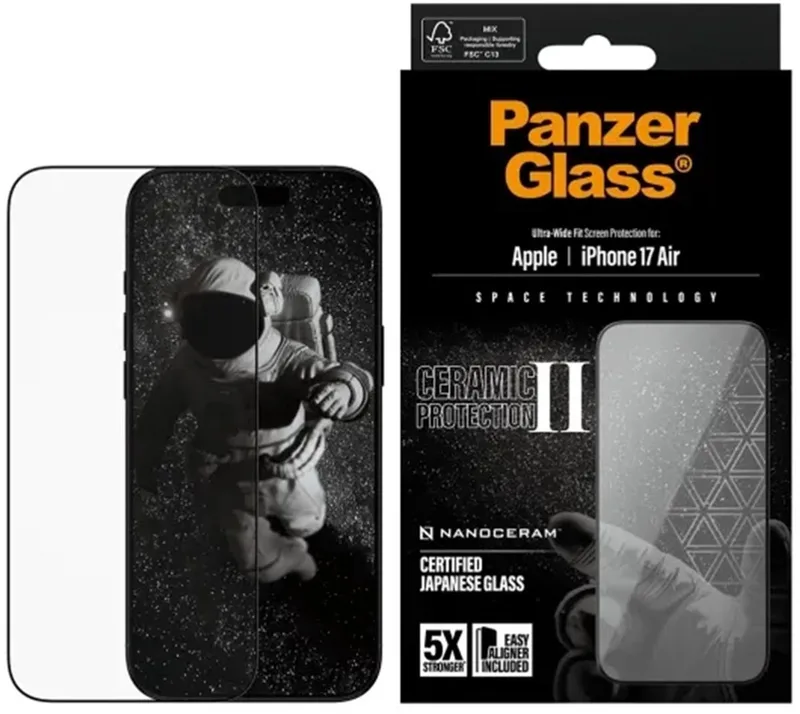 Screenprotector geschikt voor Apple iPhone Air Glazen | PanzerGlass Ultra Wide Fit Screenprotector - Case Friendly van PanzerGlass – productfoto