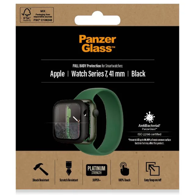 Screenprotector geschikt voor Apple Watch - 41 mm Glazen | PanzerGlass Full Body Protector - Case Friendly