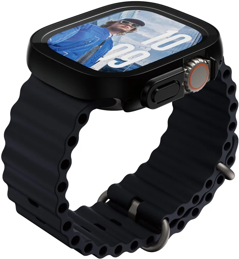 Screenprotector geschikt voor Apple Watch Ultra - 49 mm Glazen | PanzerGlass Slim Screenprotector von PanzerGlass in Schwarz – Produktfoto