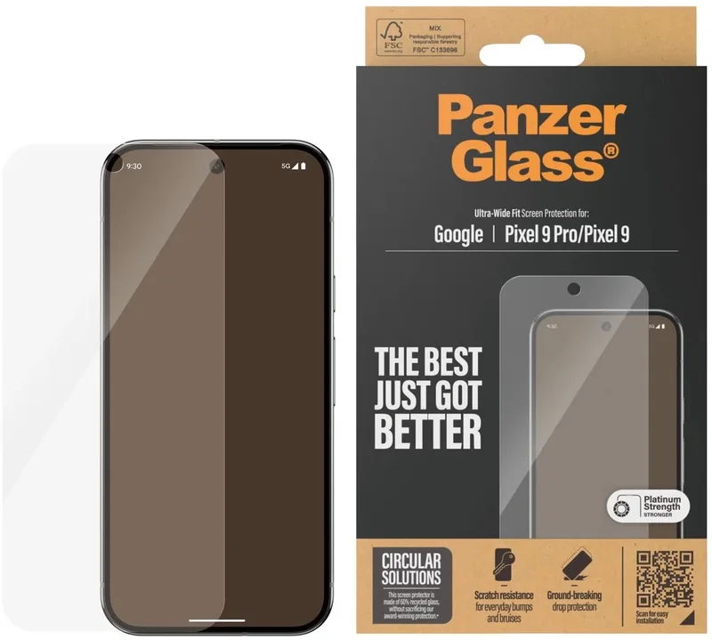 Screenprotector geschikt voor Google Pixel 9 Glazen | PanzerGlass Ultra-Wide Fit Screenprotector - Case Friendly by PanzerGlass – product photo
