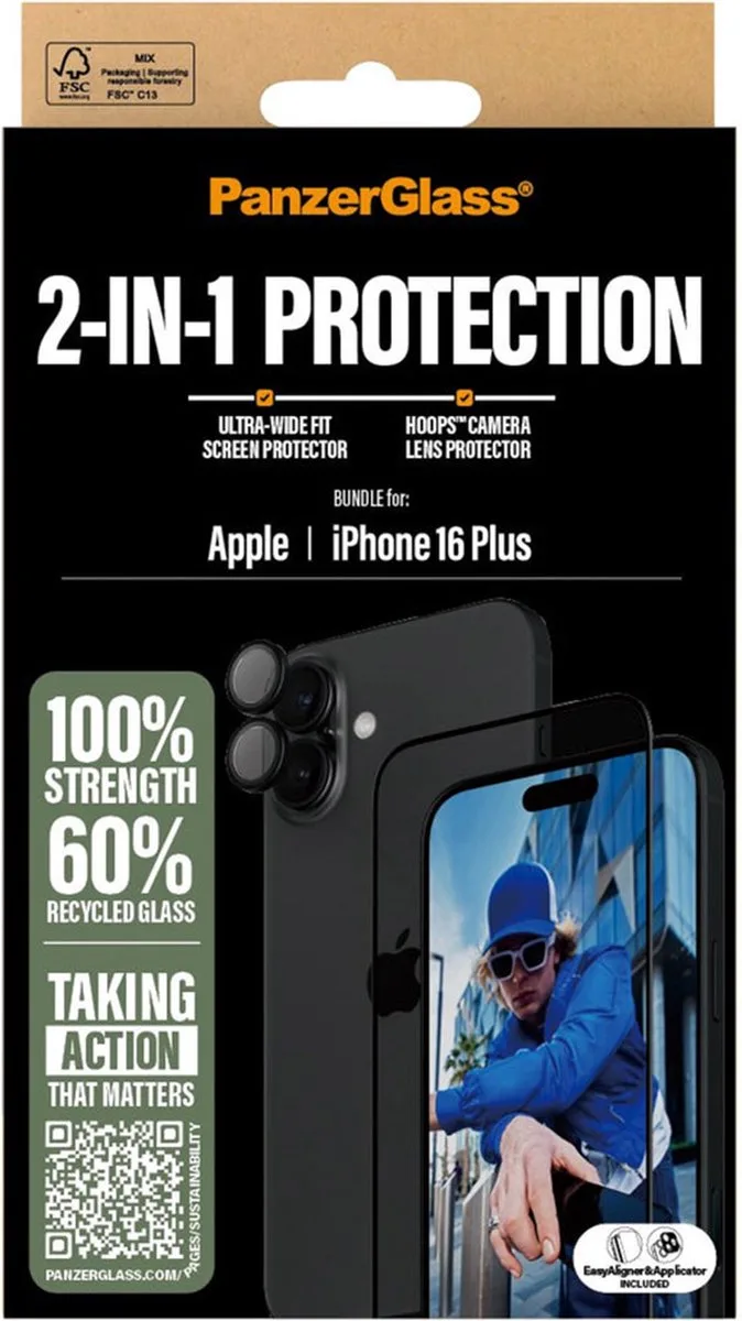 Screenprotector Geschikt voor iPhone 16 Plus von PanzerGlass – Produktfoto