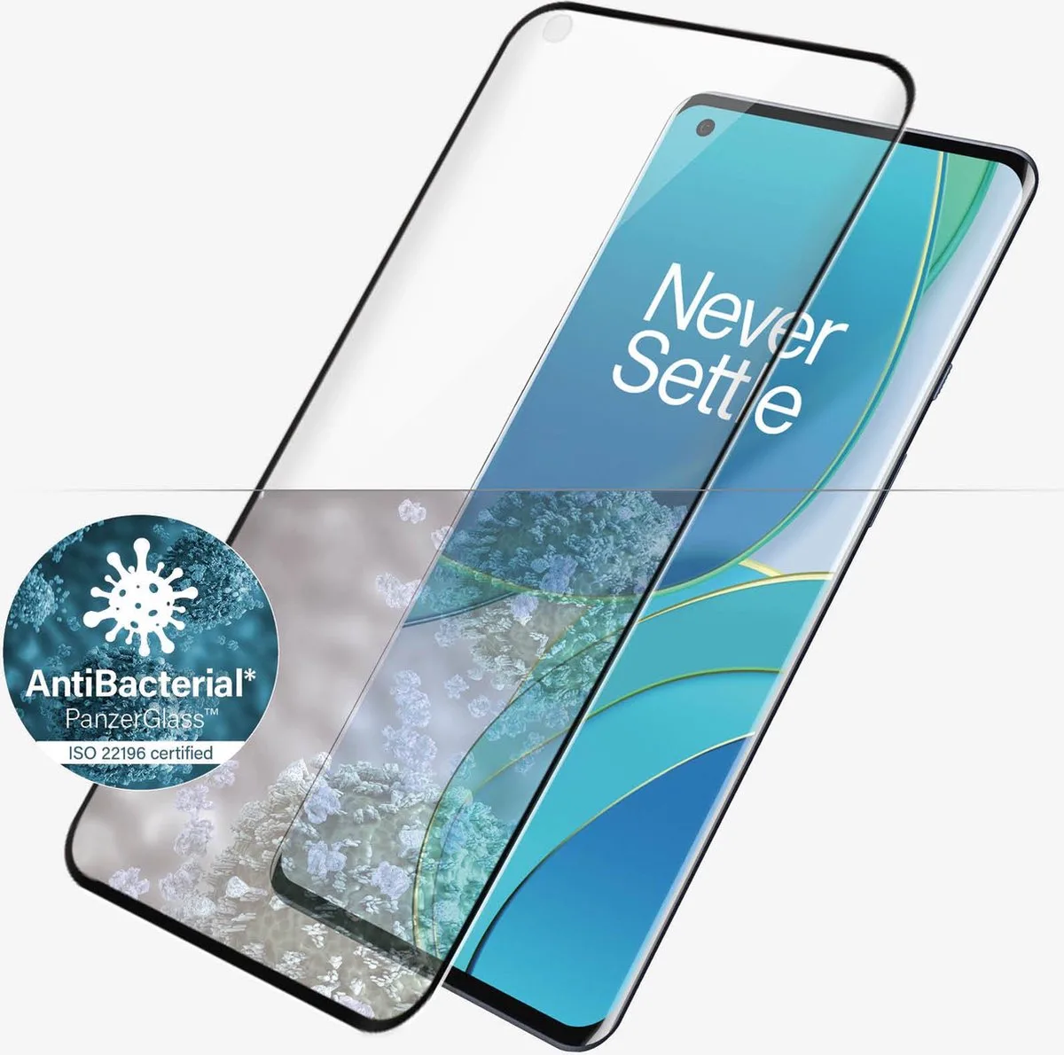 Screenprotector geschikt voor OnePlus 9 Pro Glazen | PanzerGlass Curved Edges Screenprotector - Case Friendly - Zwart från PanzerGlass – produktbild