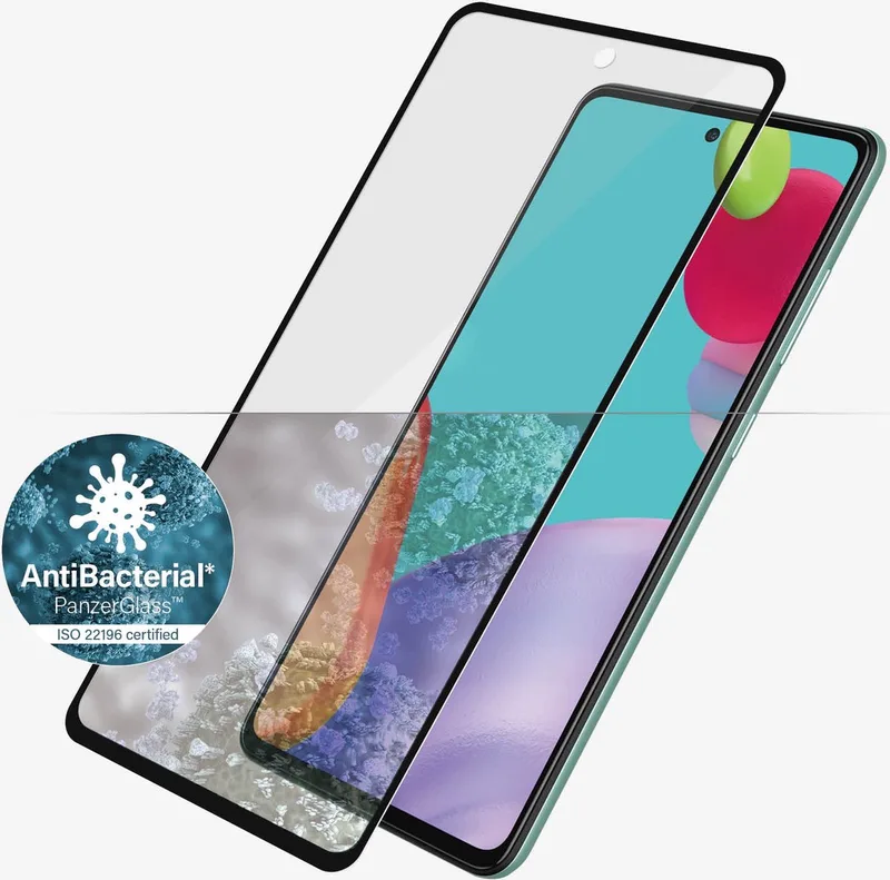 Screenprotector geschikt voor Samsung Galaxy A52 Glazen | PanzerGlass Edge to Edge Screenprotector - Case Friendly - Zwart by PanzerGlass – product photo
